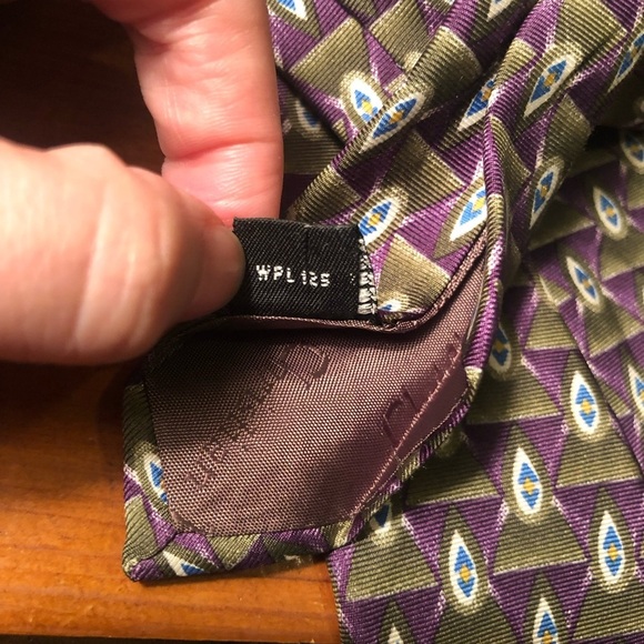 Christian Dior Monsieur Purple and Green Patterned All Silk Tie - Picture 7 of 7